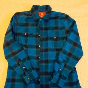 Merrell men’s blue/black plaid button-up, XL